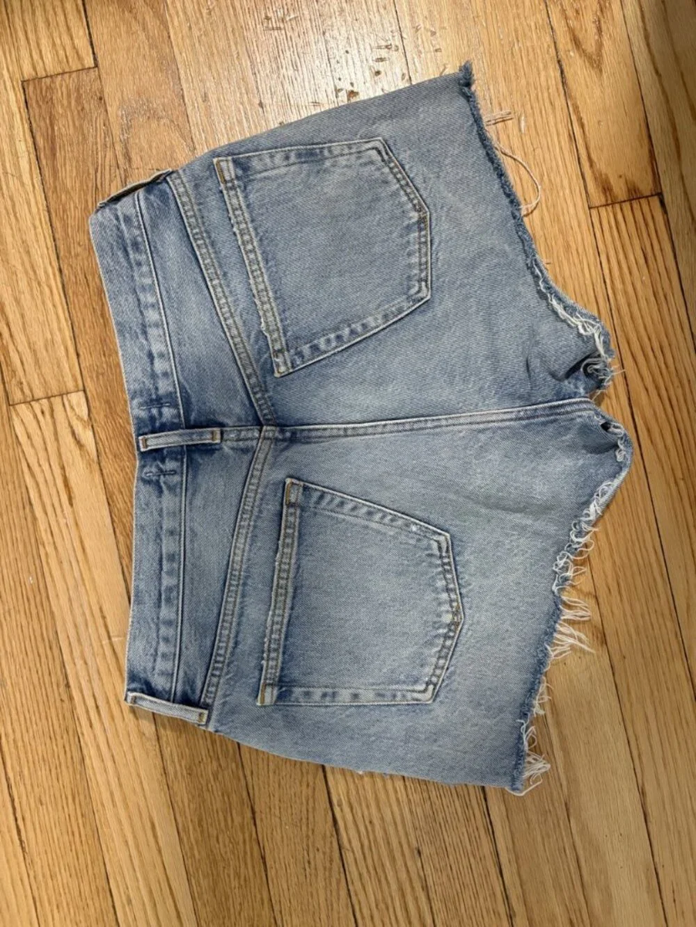 AGOLDE Parker Cut Off Shorts Light Wash Distressed Denim High Rise 27